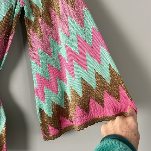 Milly of New York Women's Size Small Sweater Bronze/Gold, Pink and Mint Green - Picture 4 of 8